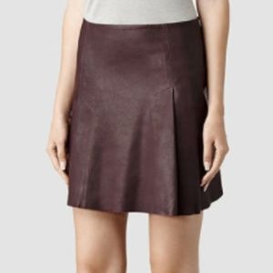 Allsaints Olvera Purple Leather Mini Skirt